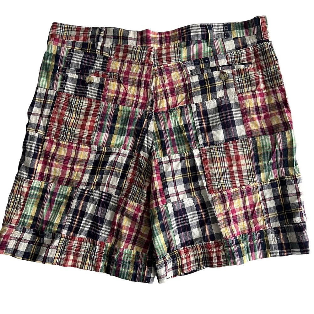The Vermont Country Store Men's 38 Shorts Plaid Patchwork Madras Cotton Preppy - Picture 2 of 12